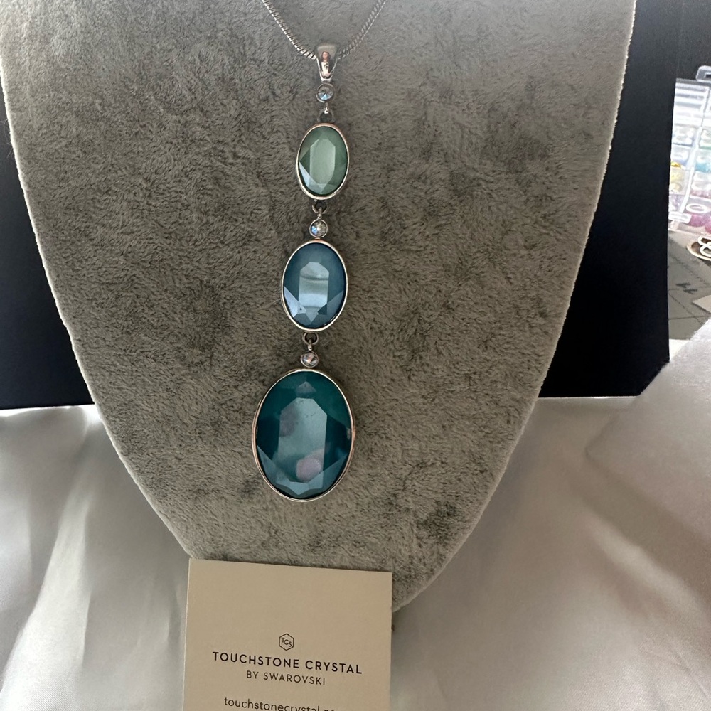 Touchstone Crystal Adjustable Blue Statement Neck… - image 1